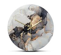 30cm Horloge ronde en acrylique Horloge murale imprimée à l'encre d'alcool abstraite Art moderne Texture de marbre horloge à Quartz silencieuse peinture à l'aquarelle décor à la maison montre murale