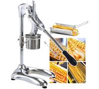 30cm Manual French Fries Maker, 12 Holes Stainless Steel Mashed Potato Extruder with Fried Basket, Super long French Fry Squeezer with Gloves, Vertical Potato Chips Squeezer Machine for Restaurant