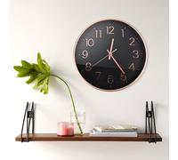 30cm Moderne Quartz Horloge murale silencieuse Chiffre arabe Seconde rampante sans tic-tac pour décoration salon, cuisine, bureau, chambre (or rose)