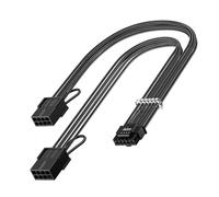 30cm PCI-e 5.0 12VHPWR(12V-2x6) Câble d'extension,16 (12+4) broche connecteur à PCIe 5.0 2x8(6+2) prise femelle Câble gainé Extender,16AWG Cord GPU pour GeForce RTX 4070,4080,4090,5070(Noir)