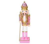 30cm Soldat Casse-Noisette de Noël Figurine,Le Roi Rose Décorations de Noël | Grand Casse-Noisette Soldat Figurine Traditionnelle Décoration de Noël,Poupée de Noël,Décor en Bois de Pin Pour La maison