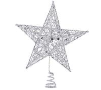 30cm Star Tree Topper 5 Pointed Glitter Treetop Shiny Christmas Tree Ornament pour Home Party (Silver) Unisexe Noël, NOU