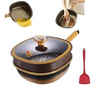 30cm Titanium Alloy Non-Stick Pot With Lid, 12in Titanium Alloy Non-Stick Pot With Lid, With Ergonomic Stay-Cool Handles For Cooking, Frying, Baking(With steamer)
