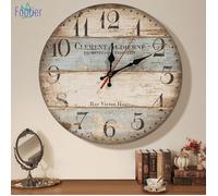 30cm Vintage Horloge Murale Rustique, silencieuse en Bois Cadran Horloge minuteur pour la Maison Salon Chambre Bureau Café Bar