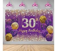 30e anniversaire décoration pour femme, violet pailleté taches tissu panneau affiche anniversaire décoration de fête d'anniversaire 30e anniversaire bannière femme, 30e anniversaire décoration de fête