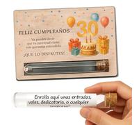 30e anniversaire femme, 30e anniversaire homme - Carte cadeau surprise - Cadeau original en bois avec tube pour surprendre avec des bons, des billets ou des messages