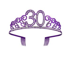 30e Décoration De Gâteau Décoration De Fête D'anniversaire Diadème Princesse Peigne Diadème De Princesse D'anniversaire 30 Ans Couronnes Strass Manquer Violet Cristal