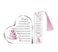 30ème Anniversaire Joyeux Cadeau 30 ans Femmes Plaque Acrylique Marque-pages Ensemble de 2 Pièces 30 Ans Cœur Panneaux de Bureau Signet Maman Amies Personnalisé Fille Nièce Cousine Tante Marraine