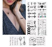 30feuilles tatouages temporaires à coller sur la peau imperméable,ephemere faux tatouage bâton autocollants noir petit tribal tatoo adhésifs pour homme femme garcon enfant bras poitrine arrière jambes