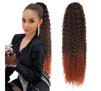 30inch Long Curly Ponytail Extension,Synthetic Water Wave Drawstring Thick Pony Tail for Women with 2 Clips Pour un usage quotidien(MT1B-350)