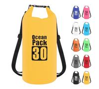 30L Sac étanche Polyvalent, 2L/5L/10L/15L/20L/30L Jaune Waterproof Dry Bag avec Longue Bandoulière Réglable Sac à Dos Confort Imperméable pour Bateau/Kayak/Pêche/Rafting/Natation/Camping/Snowboard