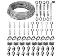30m 3mm Corde en Acier Inoxydable 304, Cable Acier Suspendre Kit, fil à linge PVC Enrobage avec Tendeur Crochet, pour Corde à Linge, Cable Suspension Luminaire, Plante Grimpante, Rambarde