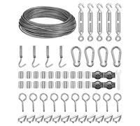 30m Cable en Acier Inoxydable 304 à Suspendre Kit, 2mm Cable Acier Inox Revêtu avec Tendeu et Oeillet, pour Corde à linge Exterieur, Plante Grimpante, Suspension Luminaire