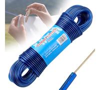 30m Corde a Linge, Fil à Linge Acier Plastifié avec Noyau d'acier, Corde a Linge Exterieur, Corde Solide 4mm Dia Corde à Linge, Fil a Linge Exterieure Résistantes à la Rouille & à l'eau 120KG LC(Bleu)