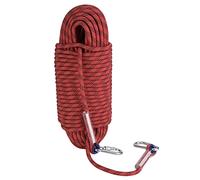 30m Corde d'évasion d'escalade de 12mm Anti-déchirures Sauvetage Corde avec 2 Mousquetons pour l'extérieur Randonnée Alpinisme Feu de Secours(Red)