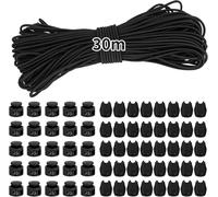 30m Nylon Bungee Cord Elastic Cord With Elastic Cord For Trailer Tarpaulin Rubber Shoelaces Elastic Cord Stretch Cord With Drawstring Backpack Shoelaces Spring Buckle