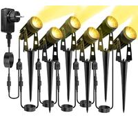 30m Spot LED Exterieur avec Piquet 6 Pièces 18W Spot Piquet Extérieur IP65 Spot de Jardin sur Piquet Avec Adaptateur Spot Exterieur Piquet Blanc Chaud COB 3000K 12V Étanche Idéal pour Jardin, Pelouse