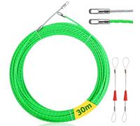 30M Tire Fil Electrician, 4mm Aiguille Electricien, Tire Cable avec 2 Tête Flexible de Guidage, Spiralé Flexible Aiguille Tire Fil pour Câble de Communication Mur Conduit de Sol