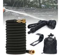 30m Tuyau d'arrosage flexible Premium Tuyau d'eau flexible extensible pour l'arrosage Lavage (Noir)