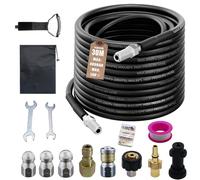 30M Tuyau Déboucheur Canalisation Kit, compatible avec Kärcher k2-k7, Bosch, 400 Bar/5800PSI, Déboucheur Canalisation Haute Pression, Tuyau de Nettoyage Pression, avec Buses et Adaptateurs
