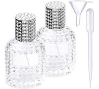 30ml 2 Bouteilles De Parfum Atomiseur Rechargeable Verre Vide Parfum Atomiseur Crystal Art Ananas Bouteille De Parfum Pour Femme Fille (Bouchon Argent + Entonnoir + Goutteur)