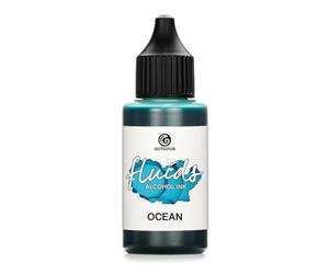 30ml Fluids Alcohol Ink BLUE OCEAN, Encre à alcool pour Fluid Art et Resin Art, bleu