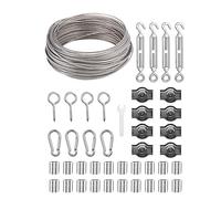 30mm Corde en Acier Inoxydable Suspendre Kit, 2mm Cable Acierd Revêtu de PVC avec Tendeur et Crochet a Visser, pour Fil à Linge, Treillis Plante Grimpante, Cable Suspension Luminaire, Cloture Jardin.