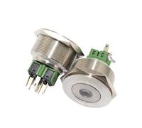 30mm stainless steel dot lamp 12v 24v 220v green blue red yellow red metal latching led pushbutton switch NWPNLXEA(Green,48v)