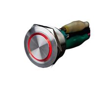 30mm Stainless steel metal push button switch flat round ring mark LED momentary 6 pin car switches reset latching fixation NWPNLXEA(Yellow Led,100-240V(220V))