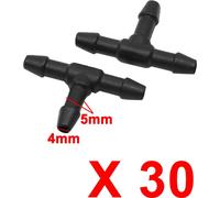 30pcs 4mm Diamètre intérieur plastique forme T Menuisier Air Eau Connecteur tube flexible carburant