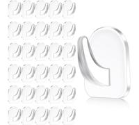 30pcs Adhesive Wall Hooks For Hanging Clear Reusable Heavy Duty Hooks Without Nails Sticky Hangers With Non Marking Sticker For Bathroom Kitchen Towels And More