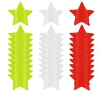 30Pcs Autocollants Réfléchissants d'Avertissement - 3 Couleurs Autocollant Réfléchissant de Sécurité Autocollant Réflecteur Étanche Autocollant de Bande Réfléchissante pour Véhicule, Vélos (Étoile)