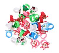 30pcs Bijoux de fête de Noël Kids Santa Père Anneau de doigt en plastique Ensemble de dessins animés mignons de conception