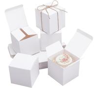 30pcs Boîte Cadeau Blanche Petite Boîte En Papier Mini Boîte En Carton Avec Couvercle Coffret En Papier Kraft Coffret D'emballage Cadeau Pour Mariage Cadeau Fête Anniversaire 9x9x9cm
