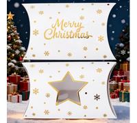 30Pcs Boîte Cadeau Noël Ballotin Bonbon “Merry Christmas” Bonbonnière en Carton Motif Etoile Flocon de Neige pour Chocolat Biscuit