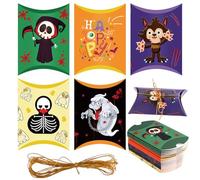 30pcs Boîte Oreiller d'Halloween, Petites Boîtes Cadeauxboîte Emballage Bonbon Boîte de Faveur Sac à Bonbons d'Halloween Boîtes Cadeaux en Carton pour Fournitures de Fête d'Halloween