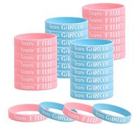 30Pcs Bracelets pour Gender Reveal, Bracelets Silicone pour Révélation du Genre, Bracelet Fille ou Garcon, Bracelet Team Boy or Girl, Bracelets de Révélation du Sexe Bleus et Roses pour Baby Shower