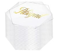 30pcs cartes de place en acrylique clairement hexagone cartes à table acrylique pour les sièges 2.76x3.15 Plaque de nom vierge pour la décoration, panneau bureau, montagnes rustes et autres projet
