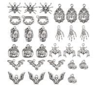 30pcs Charms Halloween, Breloques de Bijoux en Argent Antique Halloween en Émail Breloques de Boucles d'Oreilles Accessoires de Fabrication de Bijoux pour l'Artisanat de Bricolage