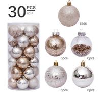 30PCS Christmas Balls Set 2.4 Inch Shatterproof Christmas Tree Hanging Ornaments for Holiday Wedding Party Decoration Golden Silver
