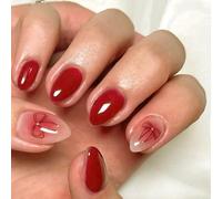 30pcs Courts Ongles Artificiels D'amande Appuyez Sur Des Clous Couverture Complète Avec Stick Accent Sur Décoration Manucure Faux Ongle