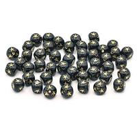 30pcs Cube Square Beads with Star 7 mm, Black Gold Lined (23980-54202), Bohemian Crystal Glass, Czech Republic 11100048