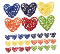 30pcs Cœurs en Rotin Tressés Boules De Cœur Décorations Pendentifs Suspendus