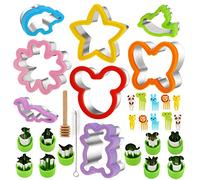 30Pcs Emporte Pièces Animaux Sandwiches Cutter pour Enfants, Dinosaure Mickey Mouse Emporte-pièces en Acier Inoxydable pour Décoration de Gâteau Fondant Biscuit Cookie Pâtisserie Des fruits Légumes