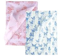 30pcs Feuilles de Papier de Soie Papillon, 35x50cm Or Rose et Bleu Papier de Soie Emballage pour Noël Mariage Fête d'Anniversaire Baby Showers Bricolage Arts (Fond Blanc)