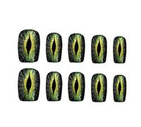 30pcs Glossy Press Sur Les Ongles Carrés Faux Avec Un Œil De Diable Et Des Conceptions Chatoyantes Bâton Élégant Pour Les Femmes Art À La Main À La Main