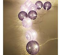 30pcs Guirlande Lumineuse Boule Coton, DOTBUY LED Guirlande Lumineuse à Piles, Decoration Noël, Enfant, Chambre Mariage Halloween Ambiance Chaleureuse (Violet,4.8M/30LED)