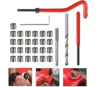 30Pcs Kit Reparation Filetage M6 INOX Foret Hélicoïdal Clé Hexagonale Insert Filetage Taraud Filiere Professionnel pour Entretien Q