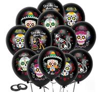 30Pcs Le Jour Des Morts Ballons Décorations, Mexicaine Tête De Mort Crâne En Latex Pour Fête, Día De Los Muertos Décoration Pour Halloween Cinco De Mayo