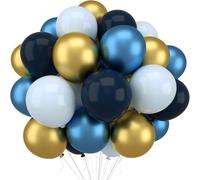 30Pcs Light Blue Dark Blue Gold Balloons, 12 Inch Blue Balloon Garland, Gold Blue Latex Helium Balloons For Wedding Birthday Party Decoration(Blue Gold)
